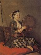Jean-Etienne Liotard Turkish Woman with a Tambourine oil on canvas